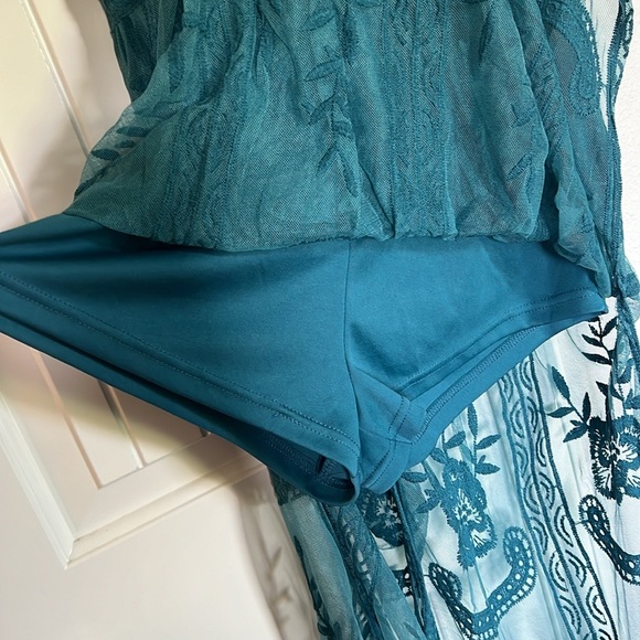 Honey Punch teal lace dress size Small - Picture 5 of 6